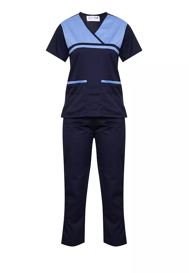 Buy INTAL GARMENTS Scrub Suit Medical Uniform Set04A Overlap Two-tone ...