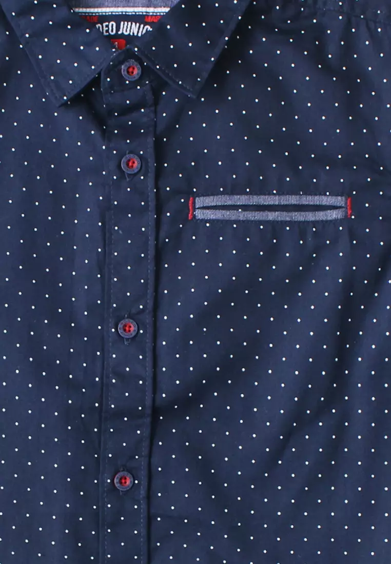 Shirt/ Kemeja Anak Laki Navy/ Rodeo Junior Polkadot Print