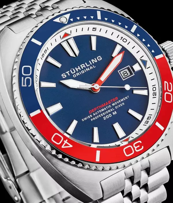 Jam Tangan Pria Automatic Diver Analog Stuhrling Depthmaster 1008-03 45mm
