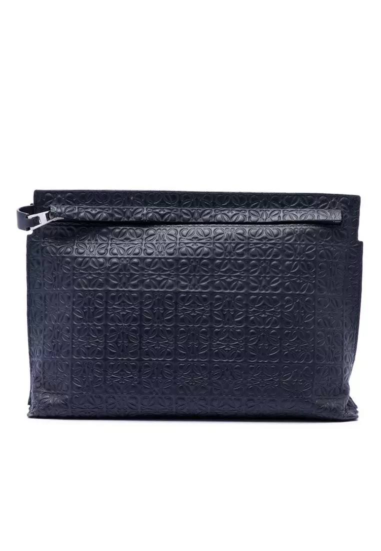 Pre-Loved Loewe Embossed Anagram Leather Repeat T Clutch