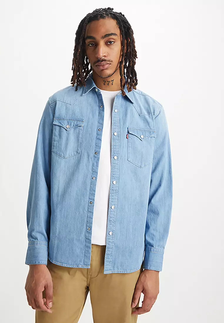 Levi blue jean shirts clearance