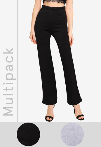 wide leg ribbed pants