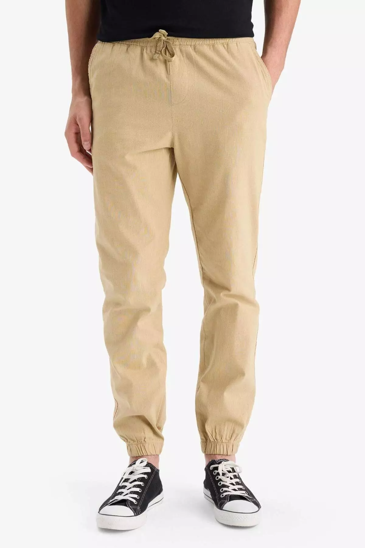 100% Cotton Cargo Jogger Pants Three Pockets E0834Ax25Sm
