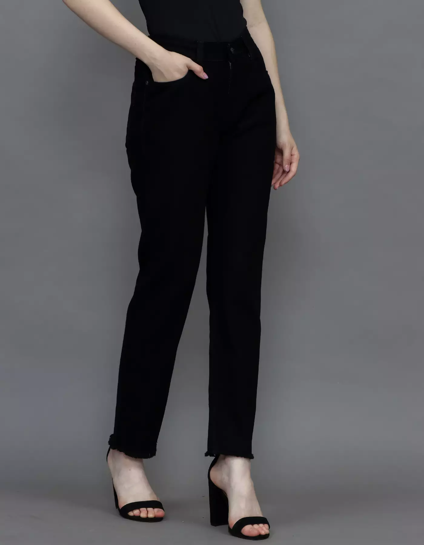 Jual irojeans Ladies Jeans Pant 101TPR 5 Pockets Tapered Fit Full Black