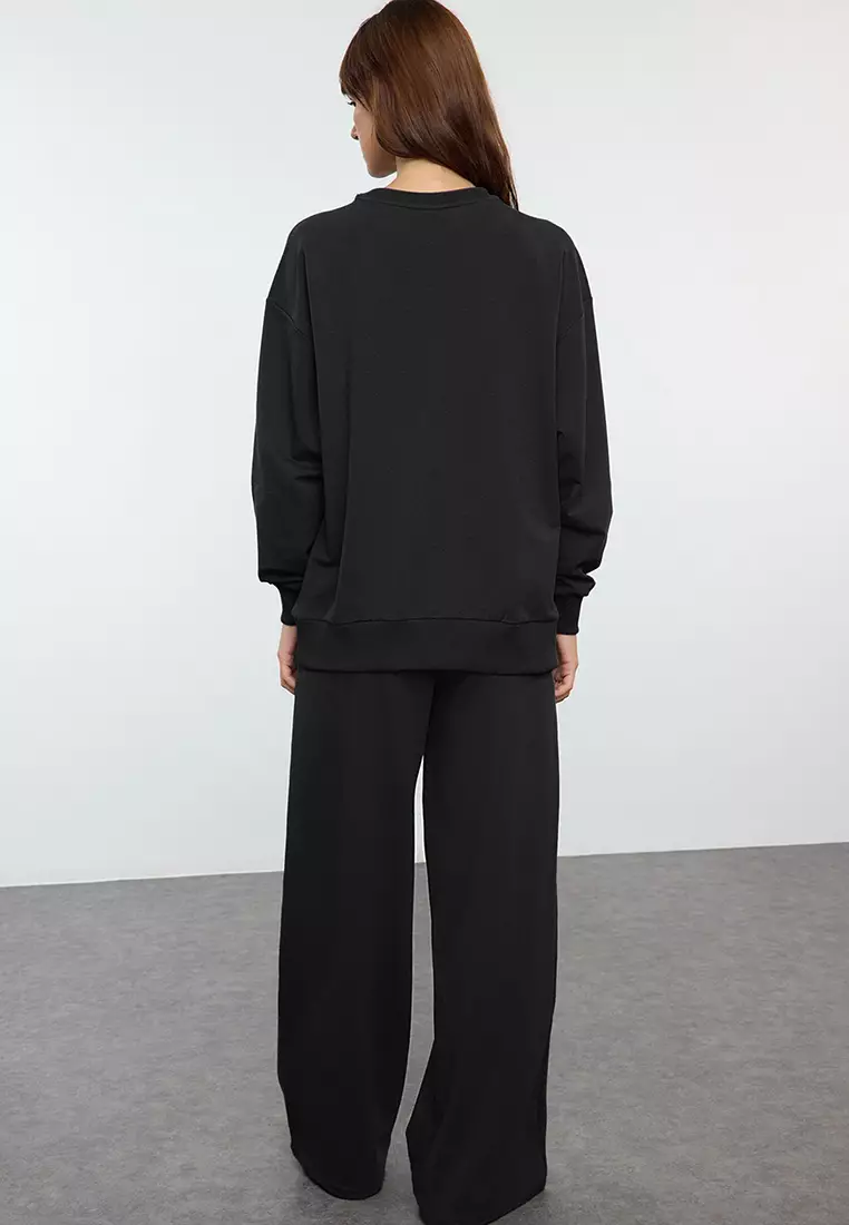 Crew Neck Sweatshirt & Wide Leg Pants Set
