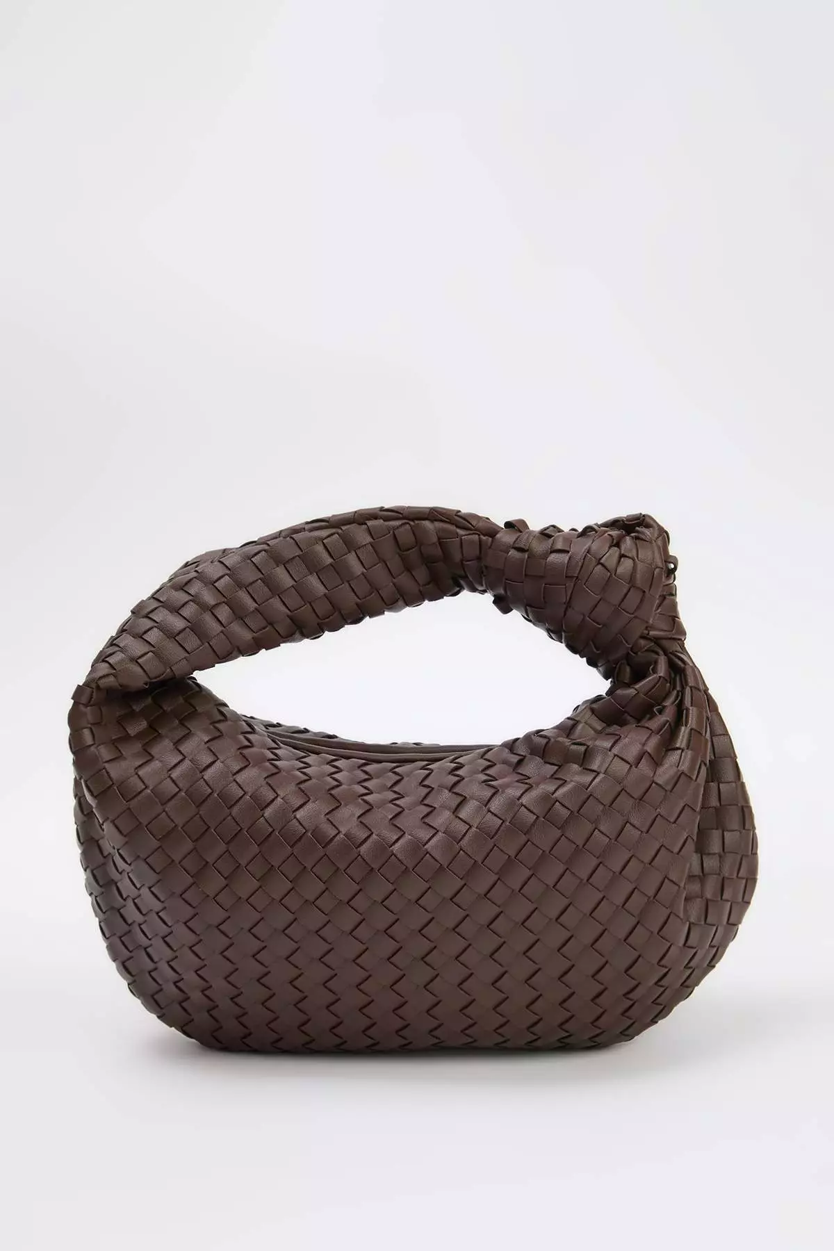 Dark Brown Premium Knitted Detailed Women'S Mini Shoulder Bag Takaw26Oc00072