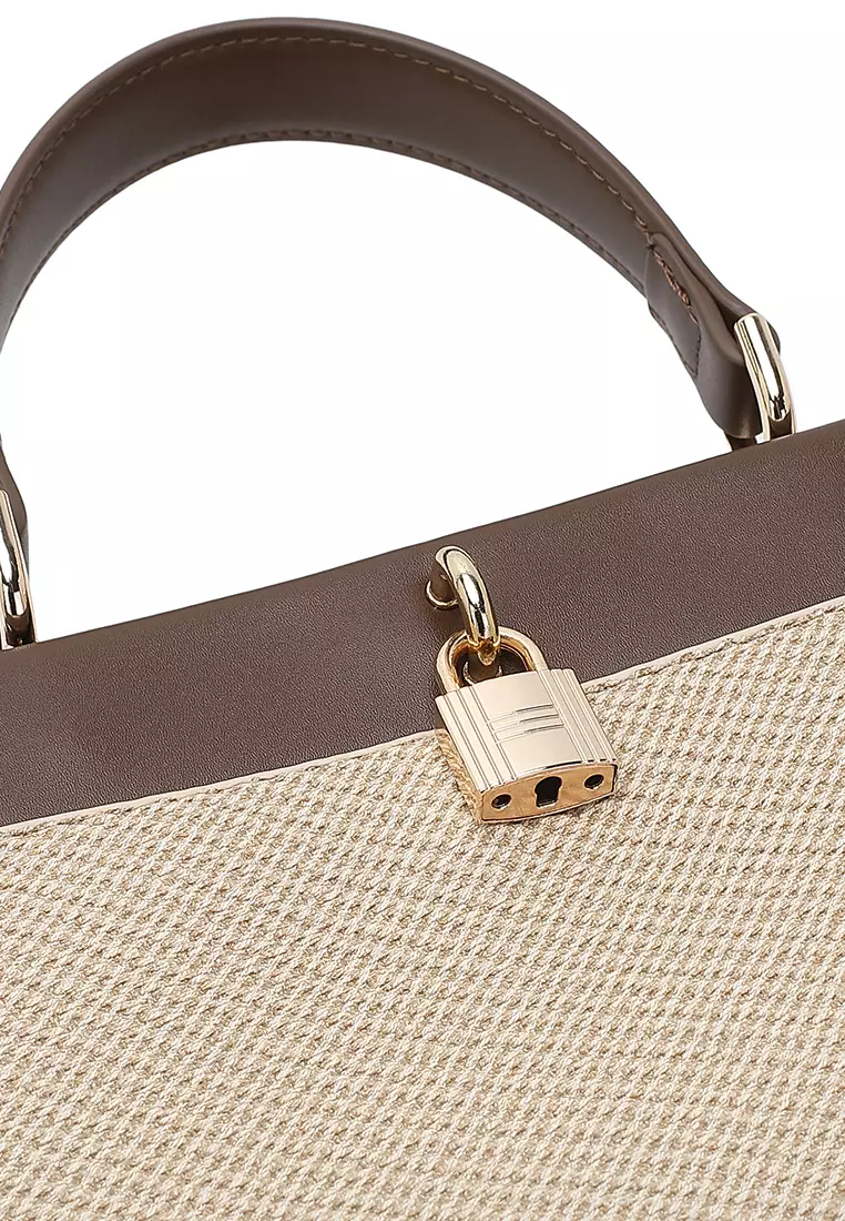 Women's Top Handle Bag / Sling Bag / Crossbody Bag / Shoulder Bag - Khaki / Coffee