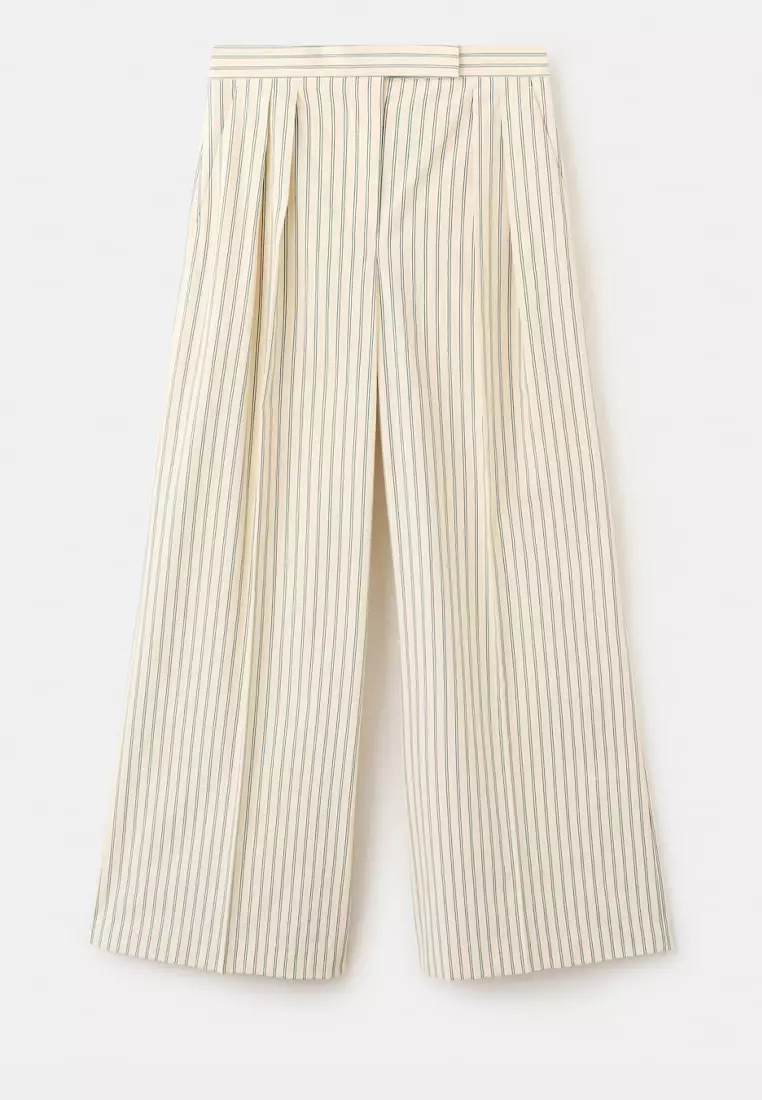 Chalk-Stripe Straight Trousers