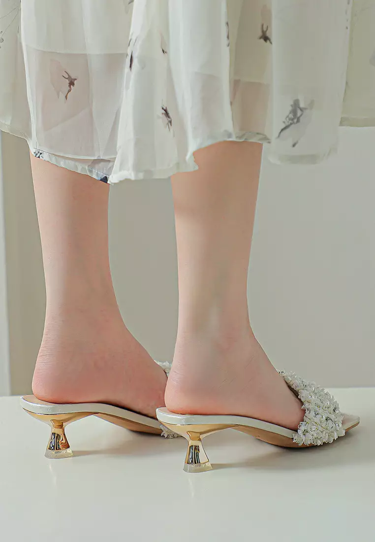 Pearl Satin Slippers BY8745-21