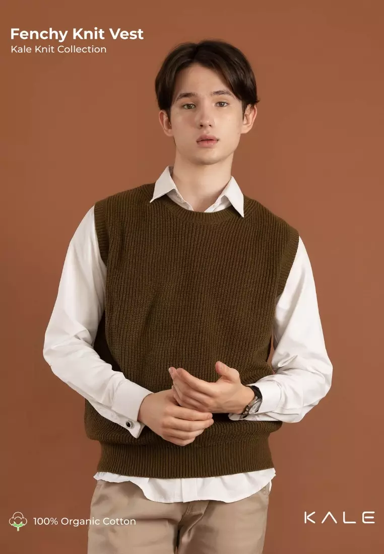 Kale Fenchy Brown / Vest atau Rompi Pria premium berbahan dasar acrylic wool