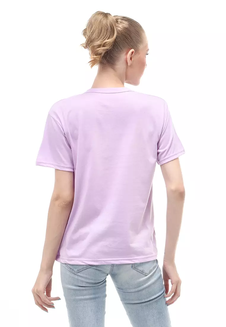 Heller Kaos Atasan Wanita Motif Print Short Sleeves Relaxed Fit - Lilac
