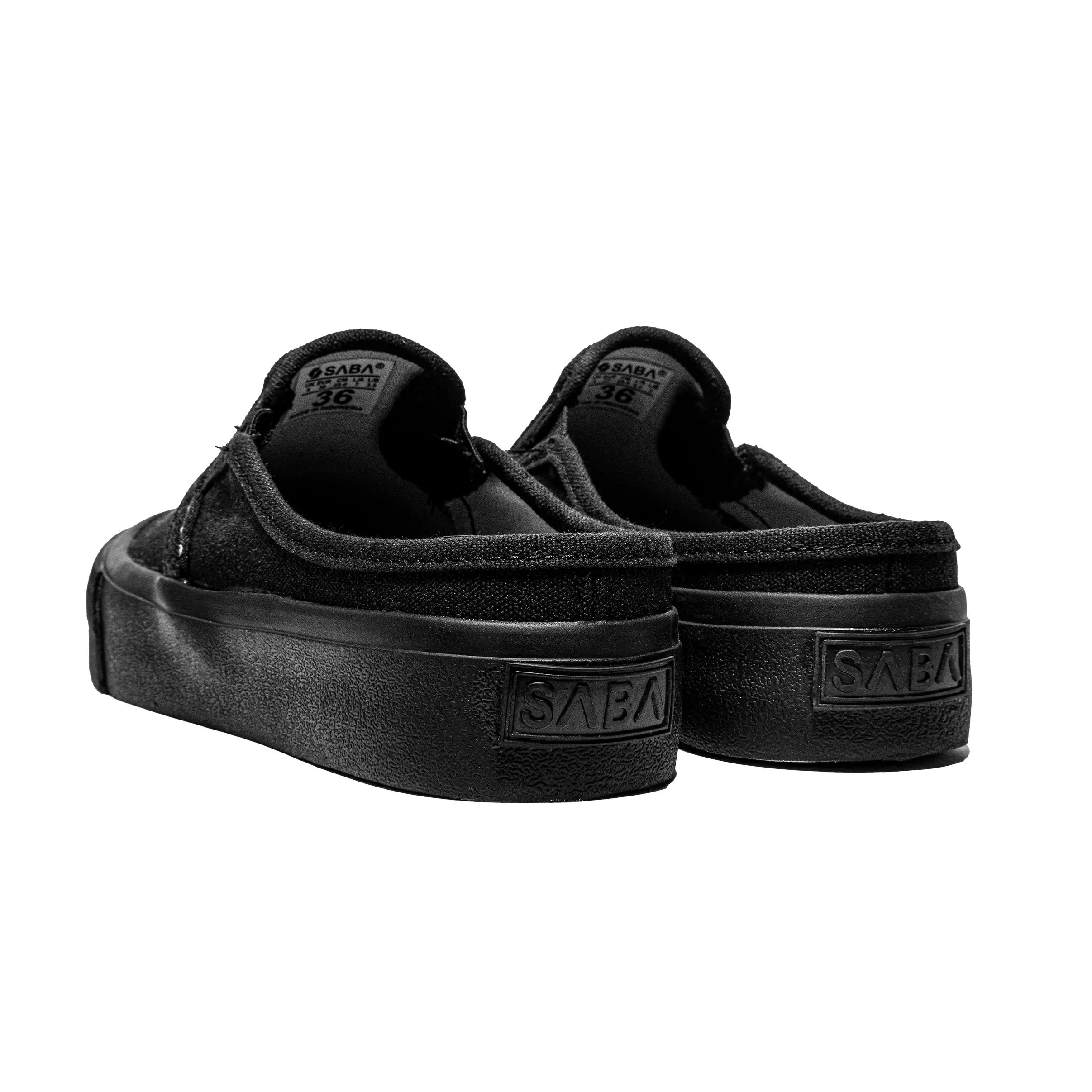 SABA Vintage Slip On Flip Mule All Black - Sepatu pria dan wanita Original 100% FM 02