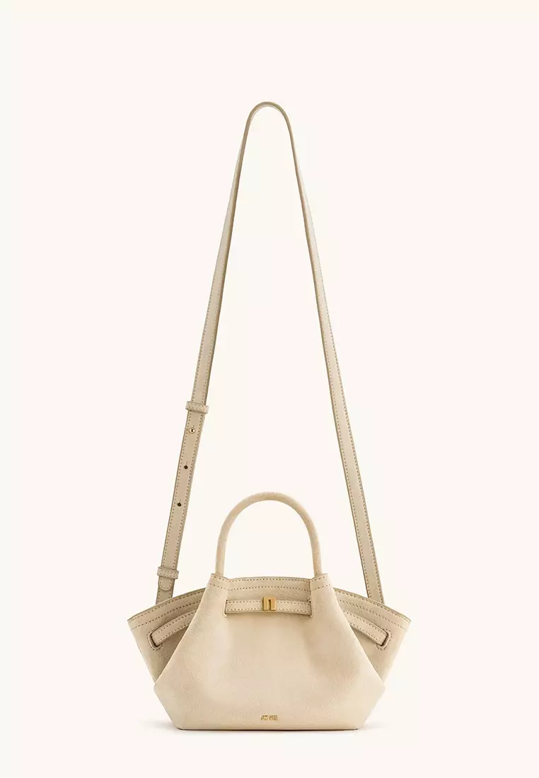 Hana Mini Faux Suede Tote Bag - Off White