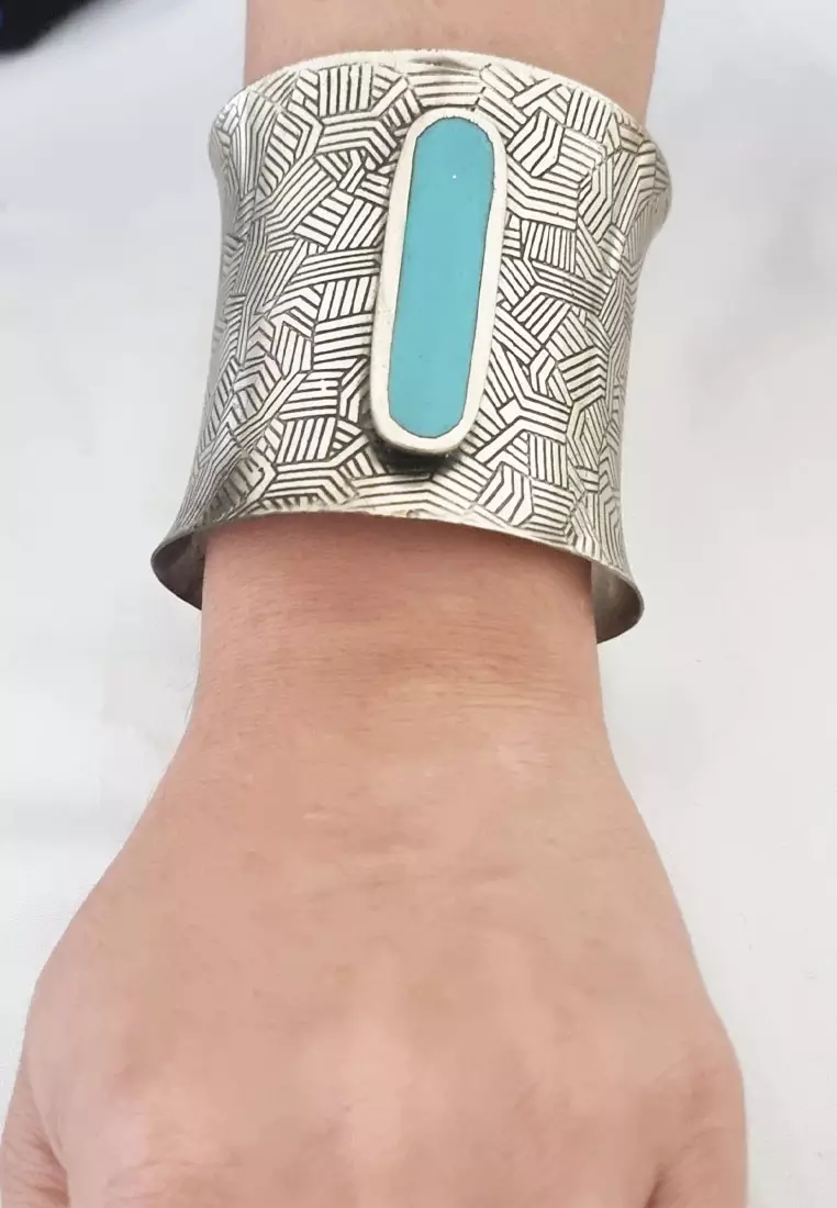 Aksesoris Wanita Stone Center Bracelet Gelang Wanita Silver & Turqouise