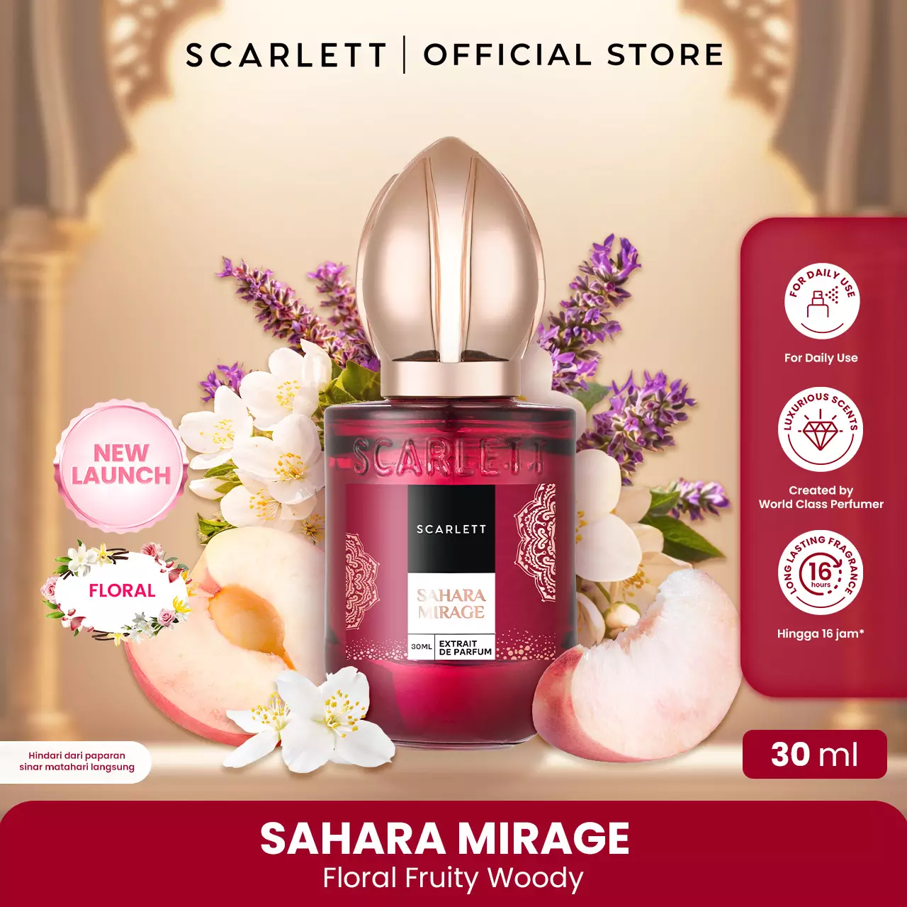 NEW! Scarlett Extrait De Parfum 30ml - Sahara Mirage - Golden SCENTS of Arabia - Wangi fruity floral yang lembut dan hangat - Parfum Wanita Tahan Lama For Daily Use