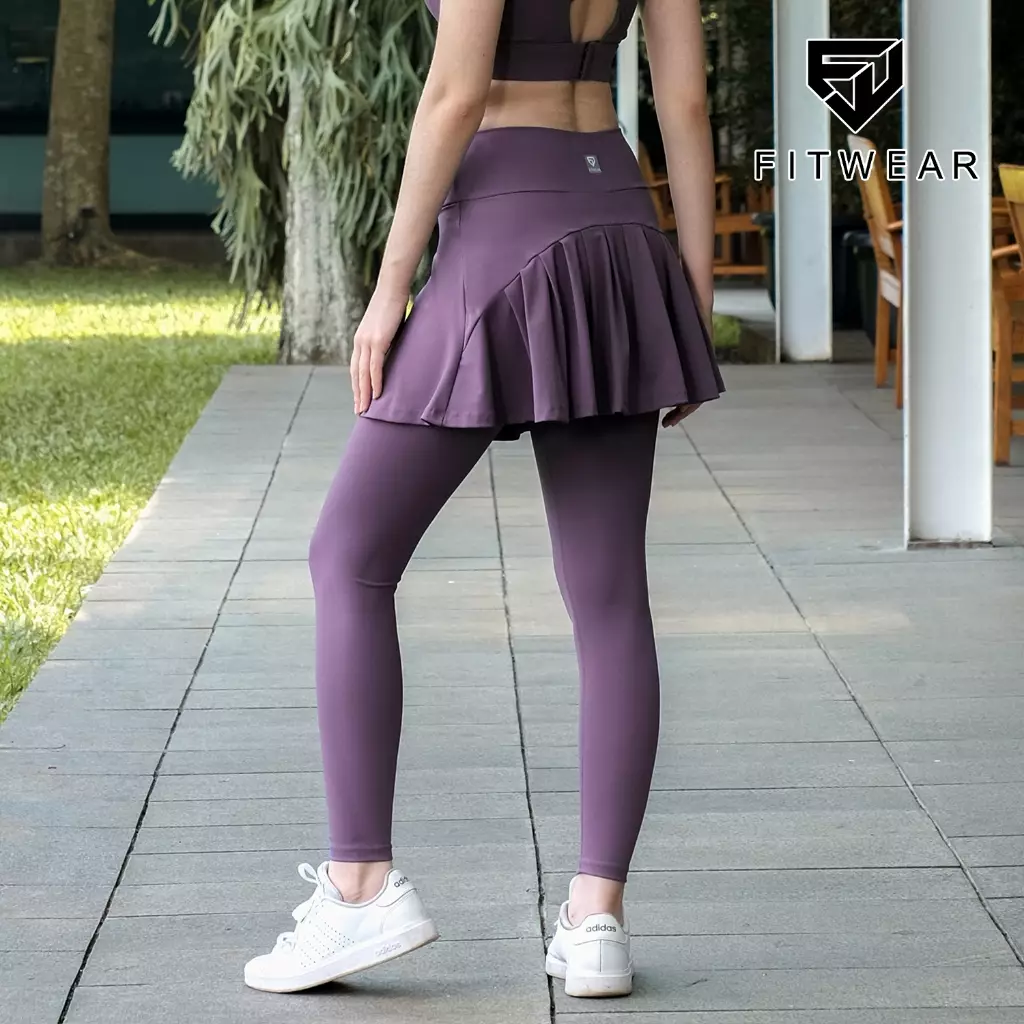 Fitwear Rok + Legging Olahraga Dryfit Wanita KAZUHA POCKET BACK WAVE - AMETHYST