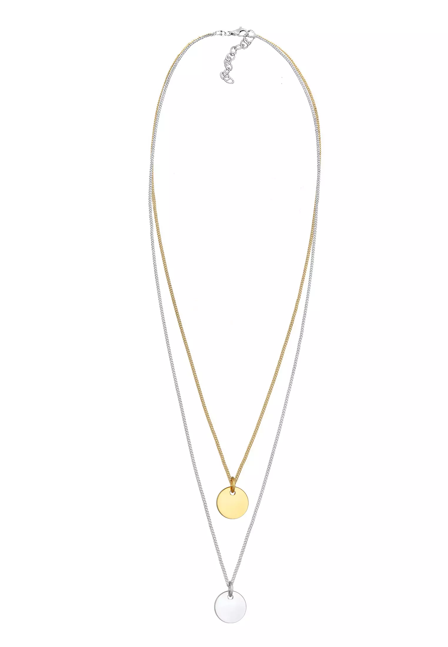 Buy ELLI GERMANY Necklace Layer Circle Pendant Geo Bi Color Gold