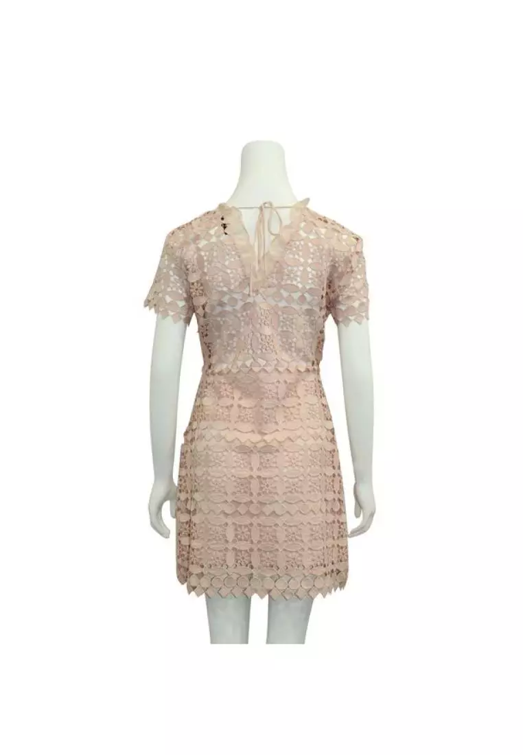 Sandro Pre Loved SANDRO Pale Pink V Neck Lace Dress 2024 Buy