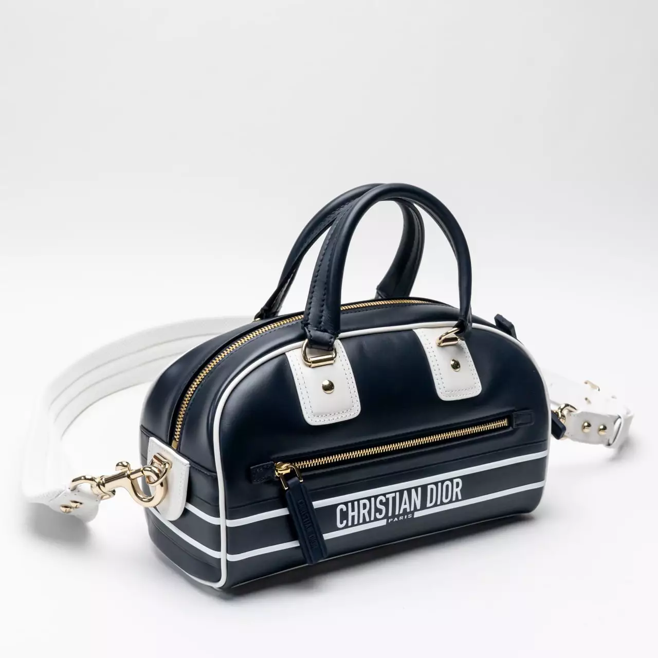 Jual Christian Dior Christian Dior Vibe Zip Bowling Bag Small Navy