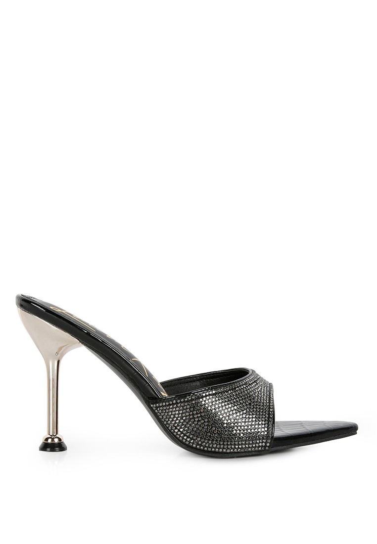 Black Diamante Ballroom Stiletto Sandals