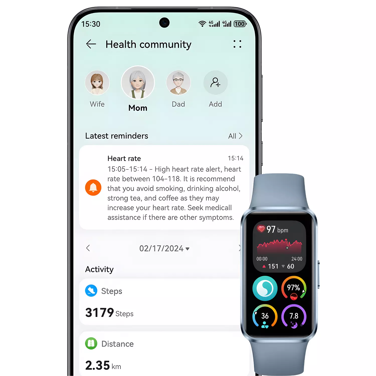 HUAWEI Band 10 Smartband | Sleek Aluminium Alloy Case | Pro-Level Sleep Analysis | Emotional Wellbeing Assistant | 14 days Battery - Blue
