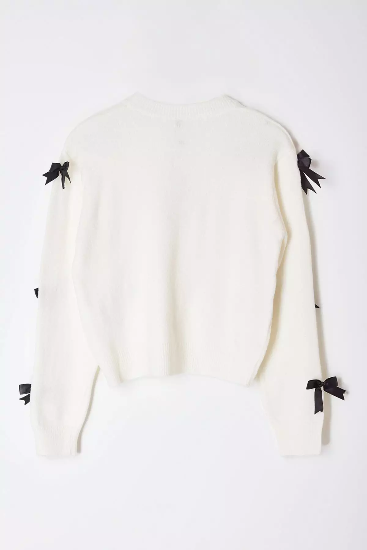 Ecru Soft Texture Ribbon/Bow Detailed Knitwear Sweater Twoaw25Kz00155