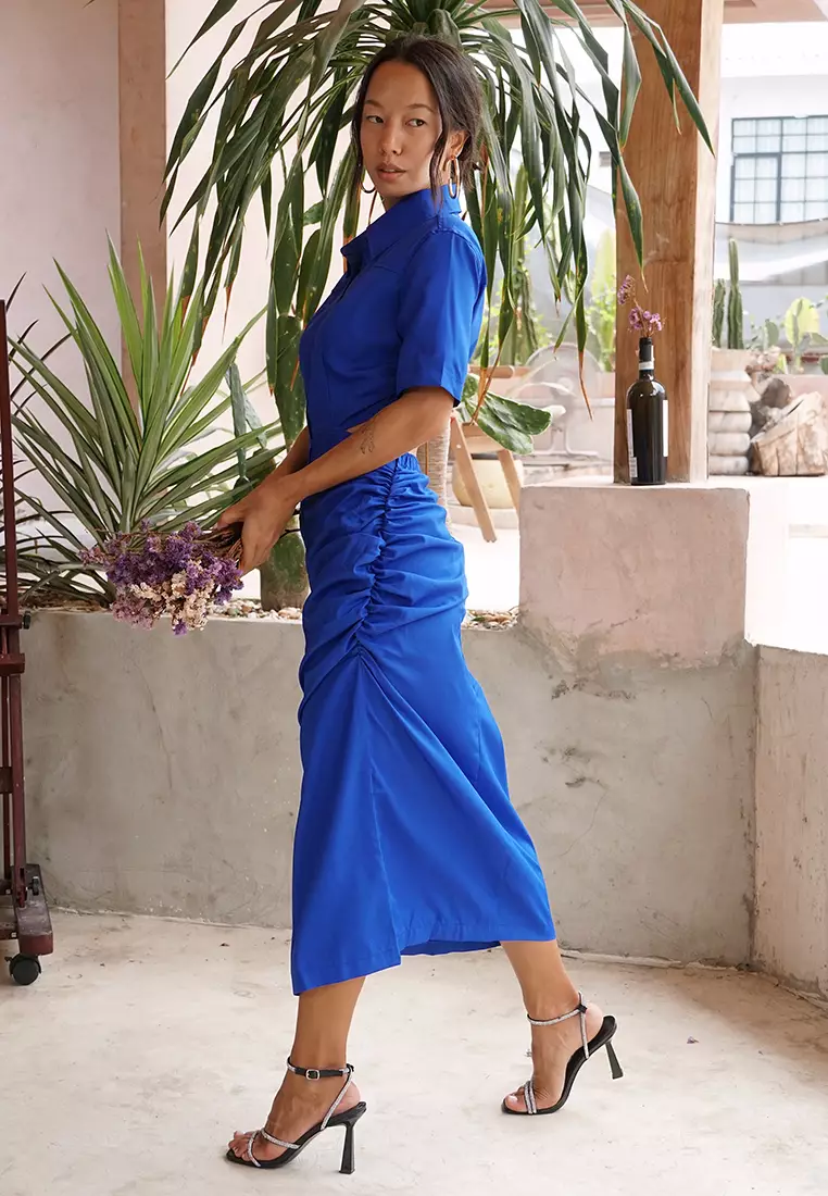 Jual KNUE Cutout Midi Shirt Dress Original 2024 | ZALORA Indonesia