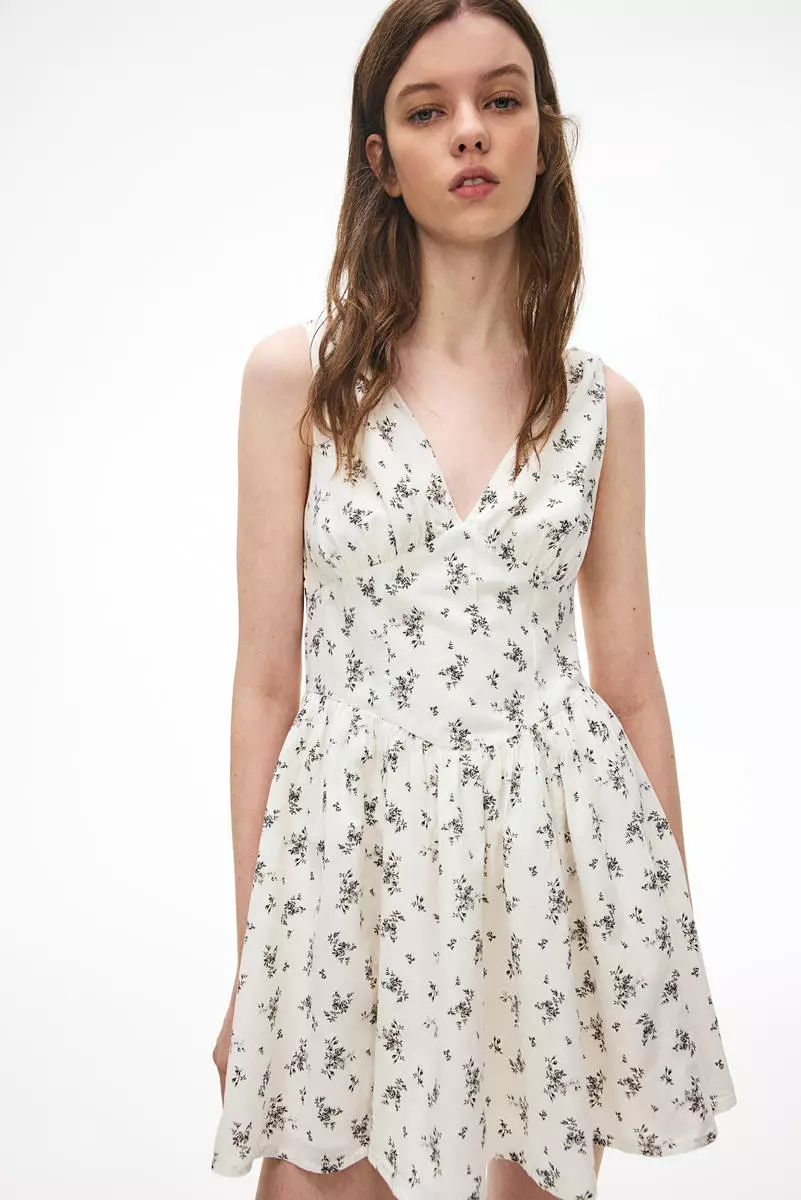 h&m flared cotton dress 1930's Bridal White Silk Slip Dress With White Lace – Eveliina Vintage main image 0