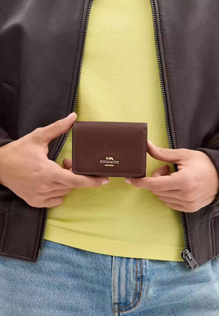 Card Holder Wallet In Signature Canvas - Tan/ Brown CZ034