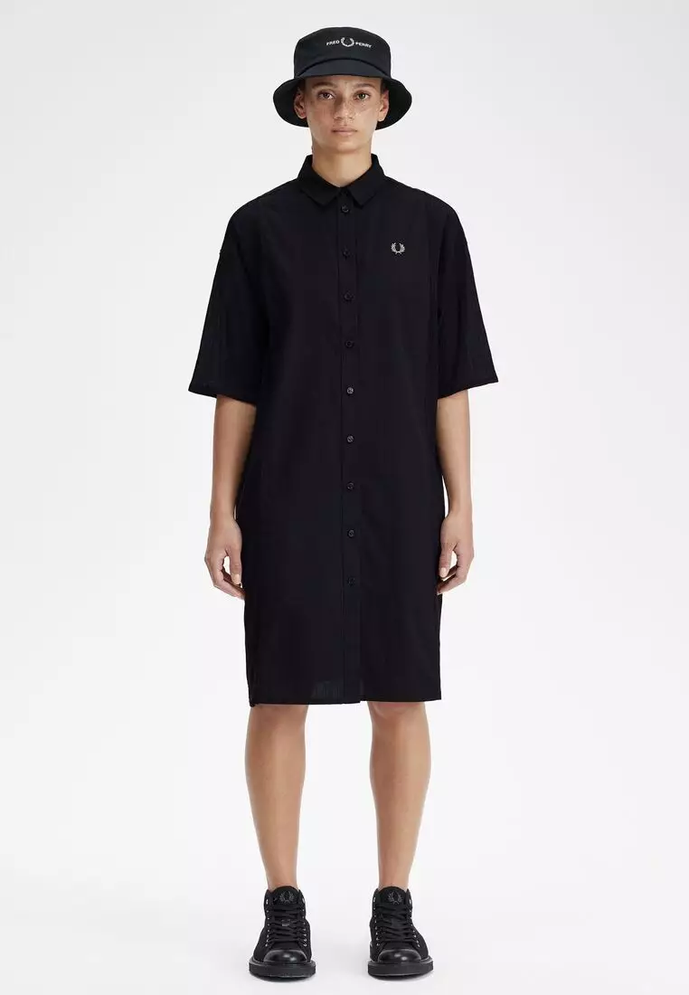 FRED PERRYフレッドペリーSheer Panel Shirt Dress Buy FRED PERRY Fred Perry D7170 Sheer Panel Shirt Dress (Black