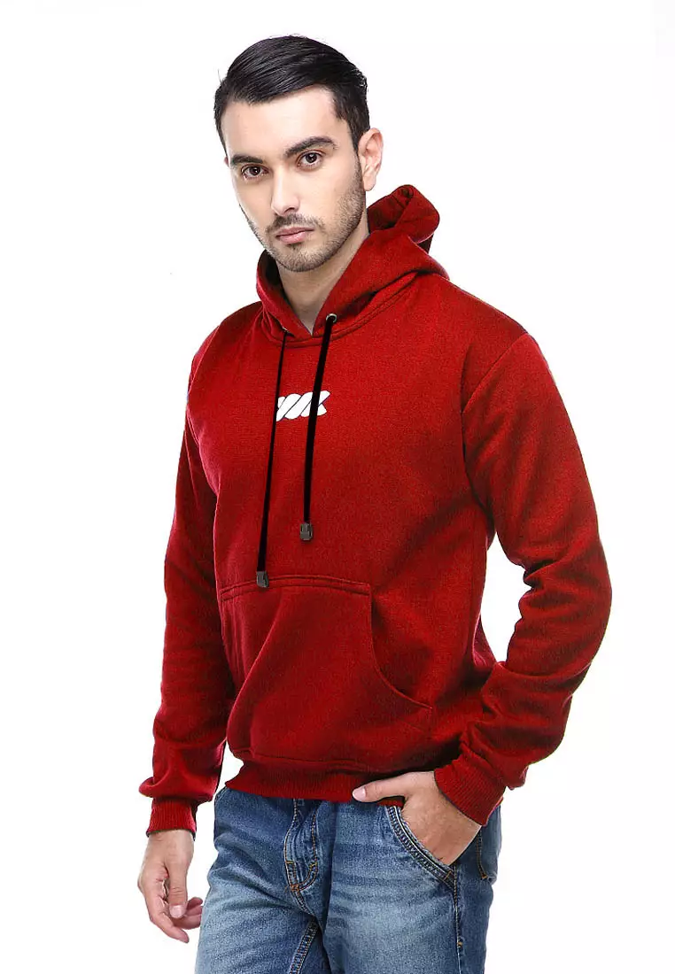 Clover Jaket Hoodie Sweater Pria Chess Centre Casual Jacket Material Fleece ORIGINAL - Maroon