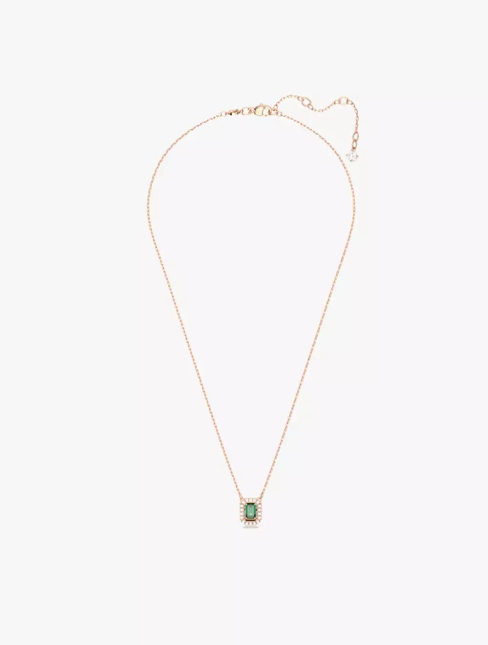 Millenia Necklace, Octagon Cut, Green, Rose Gold-Tone Plated - Green