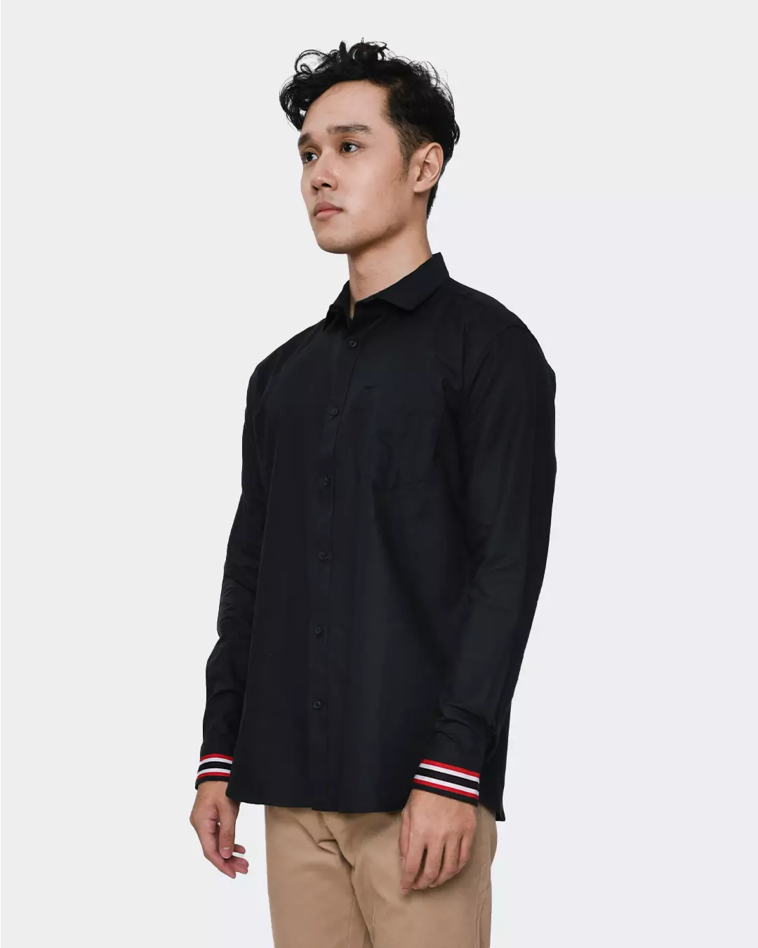 MANZONE Kemeja lengan panjang POMPEO-BLACK