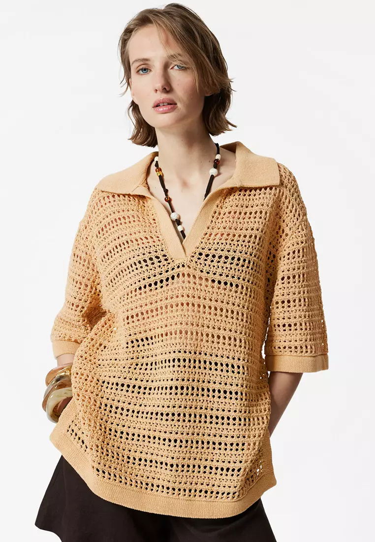 Pointelle-Knit Polo Shirt