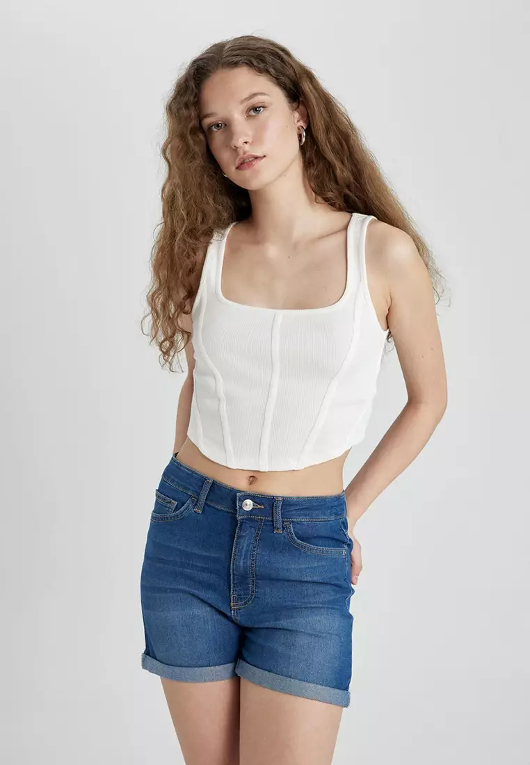 Roll Hem Denim Shorts