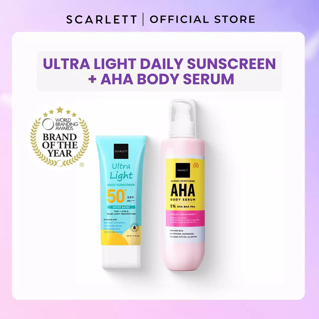 Scarlett Whitening Ultra Light Daily Sunscreen + AHA Body Serum