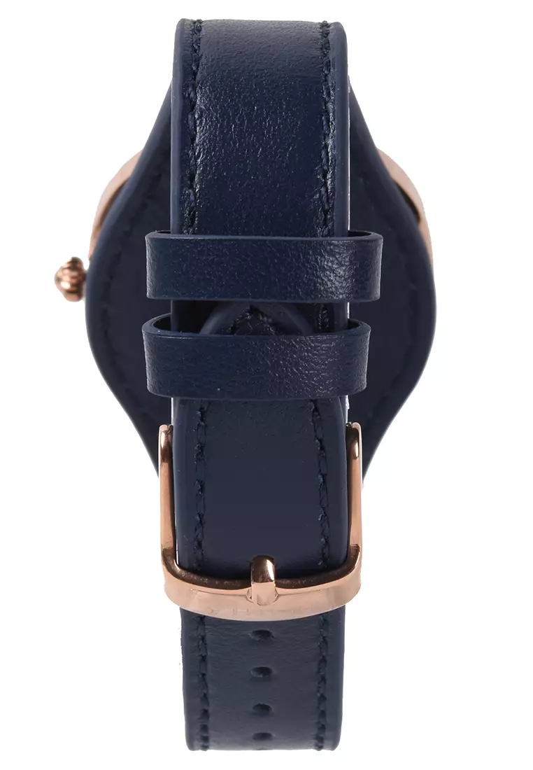 Bonia - Jam Tangan Wanita - Rosegold - Blue Leather Strap - BNB10653-2587