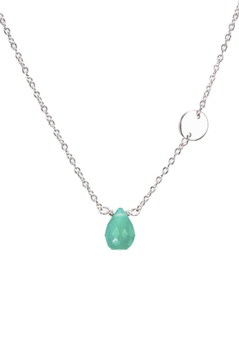 Majade Jewelry green and silver MAJADE - Petite Silver Coin Green Onyx Necklace - May Birthstone 52DA5ACDAEB537GS_1