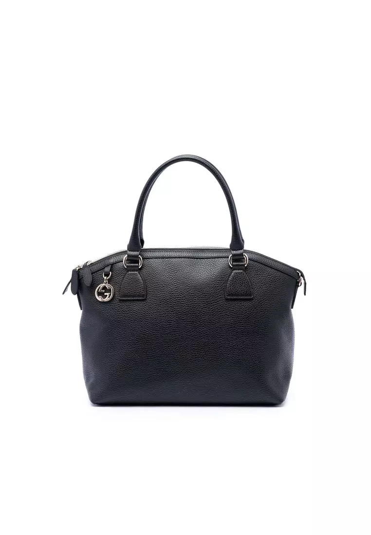 Pre-Loved Gucci Medium Calfskin Gg Charm Dome Satchel