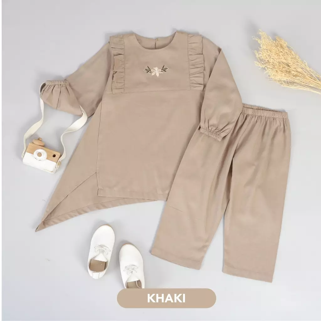 Mooi Setelan Anak Perempuan Shafa Tunik Set - Khaki