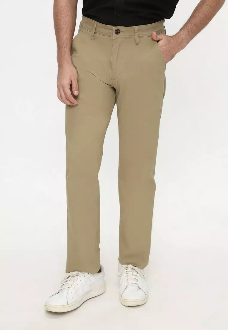 POLICE Celana Chino Panjang Granola Cotton Premium Stretch Regular Fit Pria