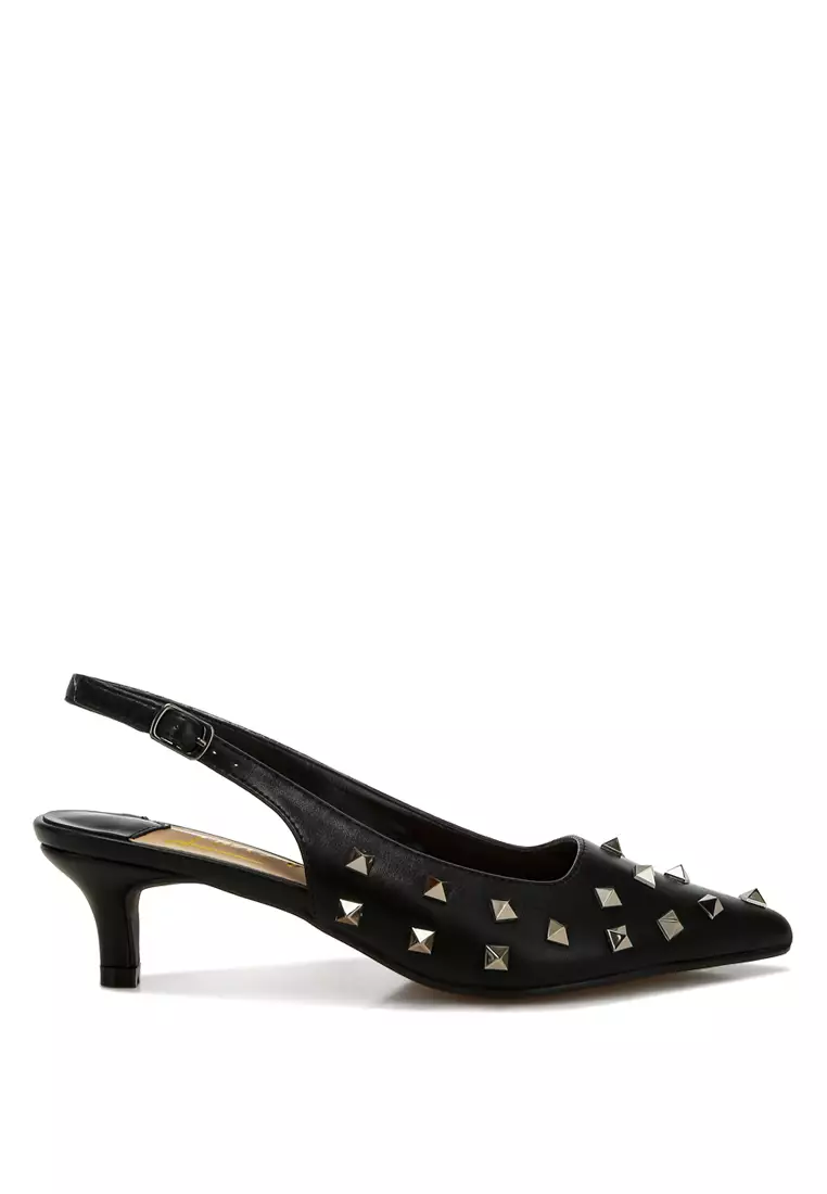 Discount on London Rag  shoes - SKU: Stud Embellished Kitten Heels in Black