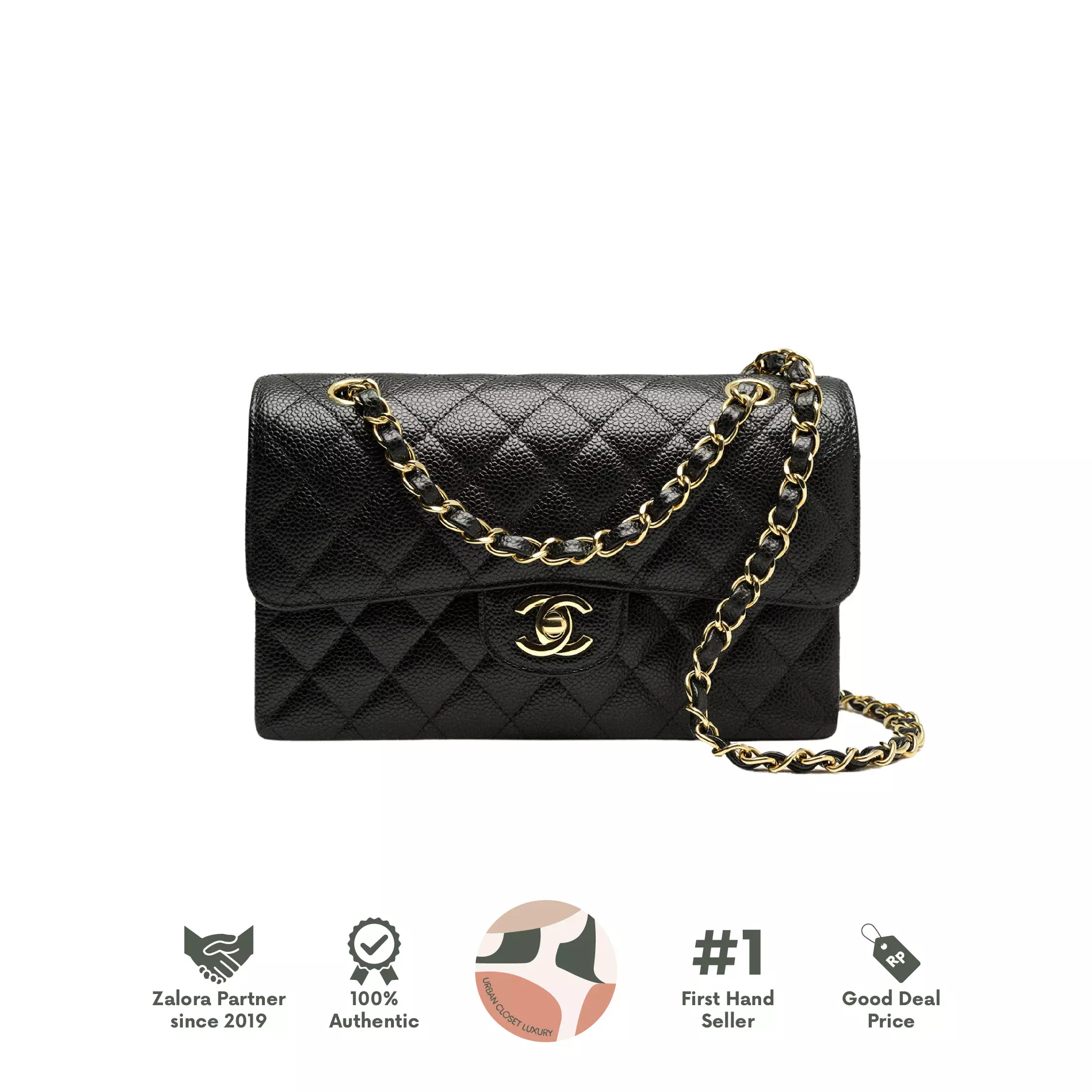 Jual Chanel Classic Small Lambskin Black GHW Original 2024