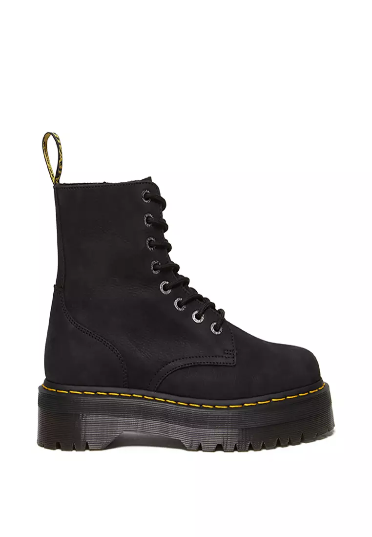 Discount on Dr. Martens  shoes - SKU: Jadon III Tumbled Nubuck Leather Platform 8-Eye Boots Charcoal Grey - Women