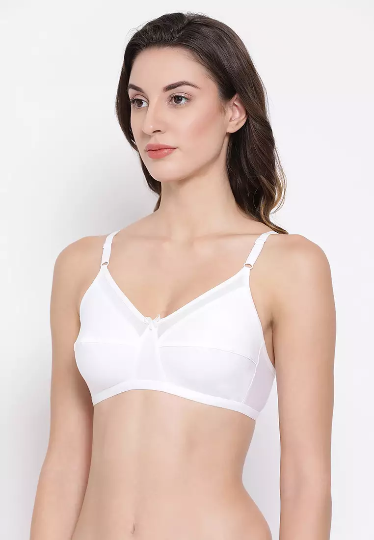 Clovia Non-Padded Non-Wired Full Coverage Bra in White