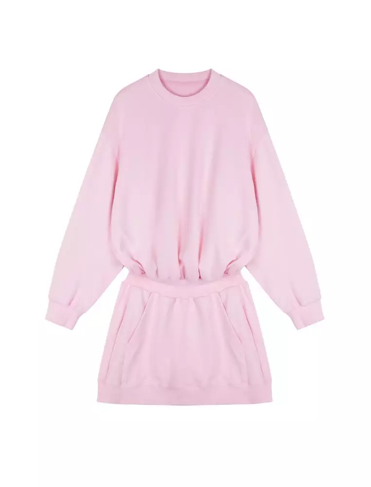 纯色休闲长袖连衣裙