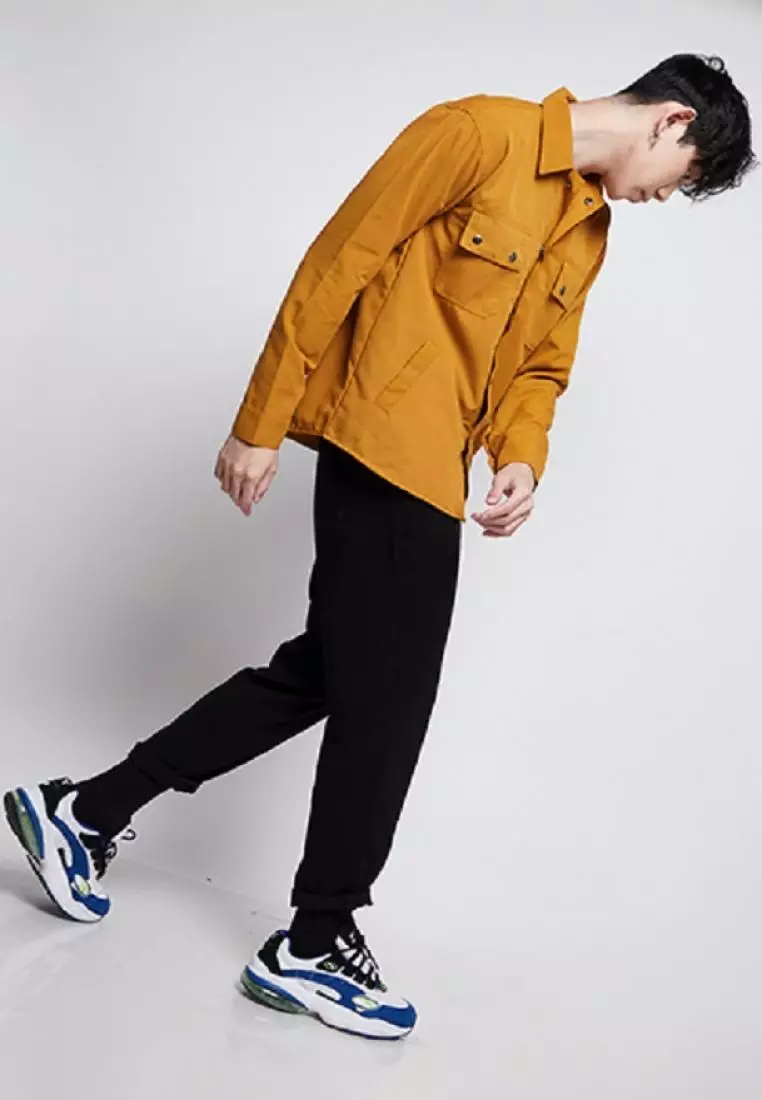 Jaket parka outer jaket pria semi parka warna Mustard