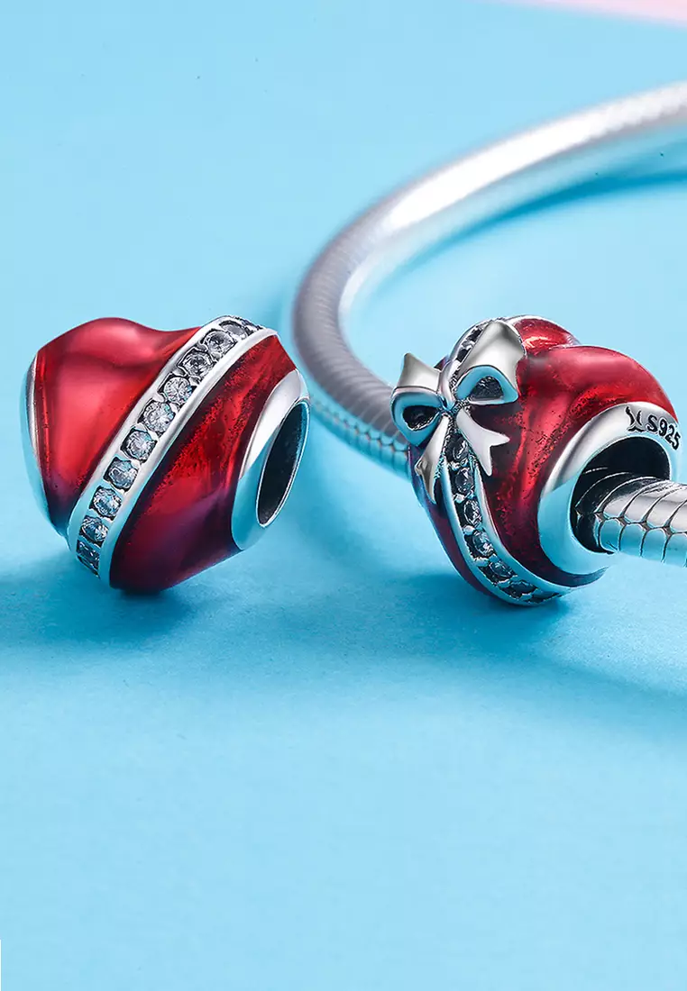 Solid 925 Sterling Silver Gift from My Heart CZ Charm