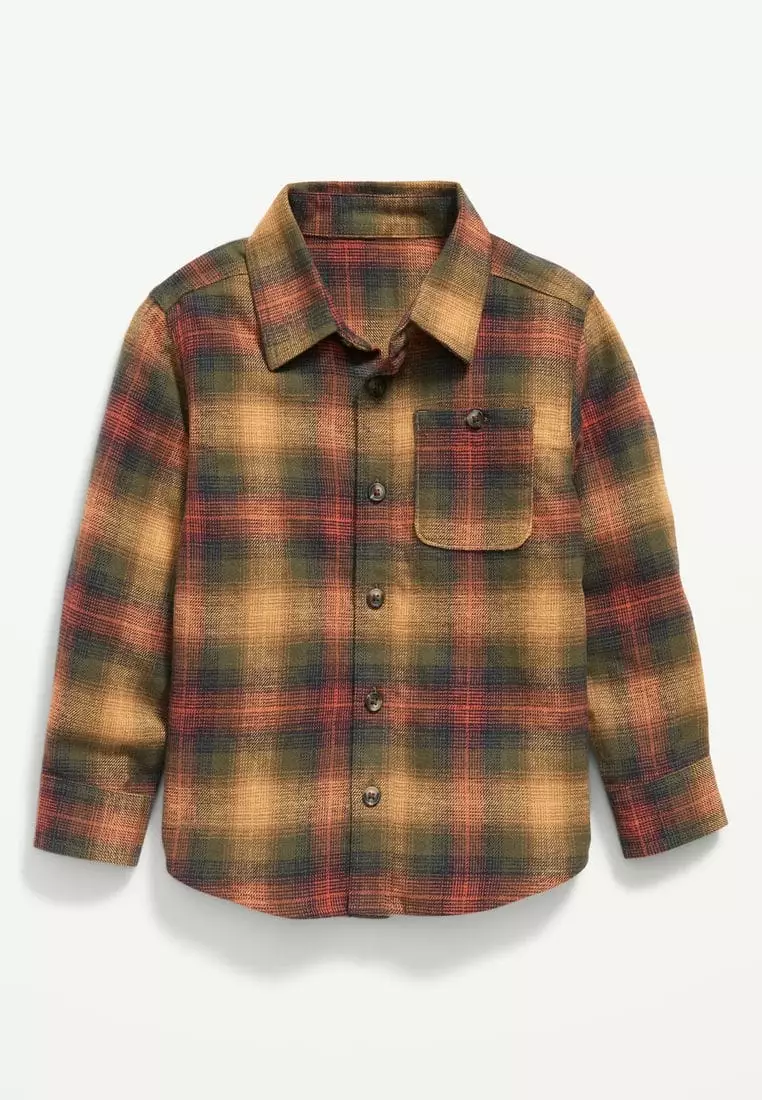 Buy Old Navy Cozy Long-Sleeve Plaid Pocket Shirt for Toddler Boys 2024  Online