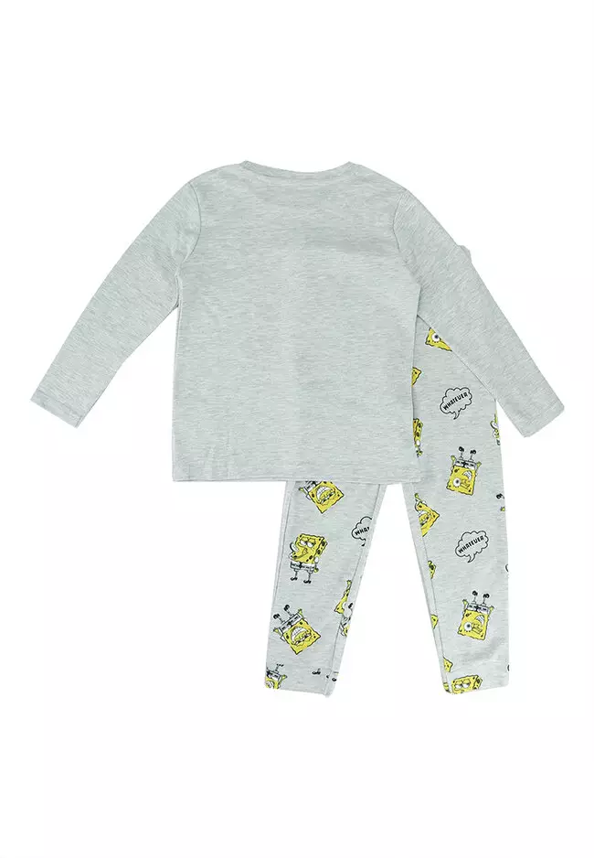 Little boy in spongebob pajamas deals